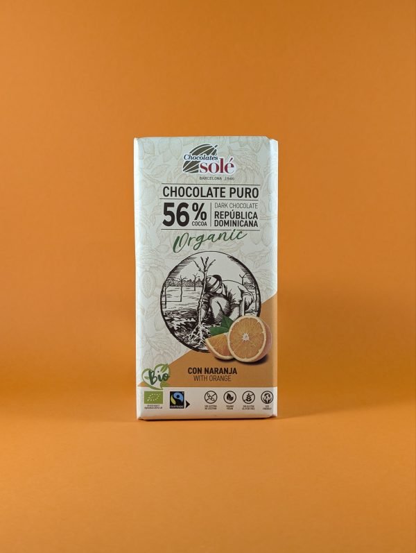 Chocolate puro 56% orgánico con naranja Solé