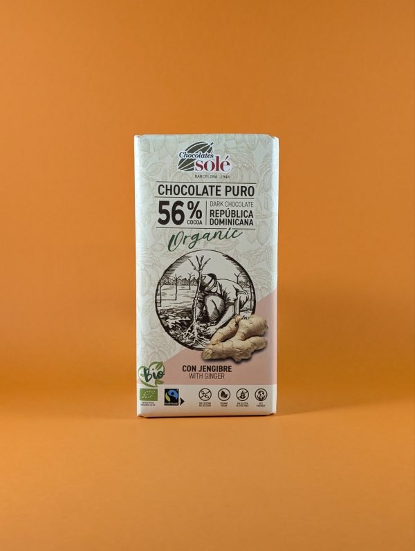 Chocolate puro 56% orgánico con jengibre Solé