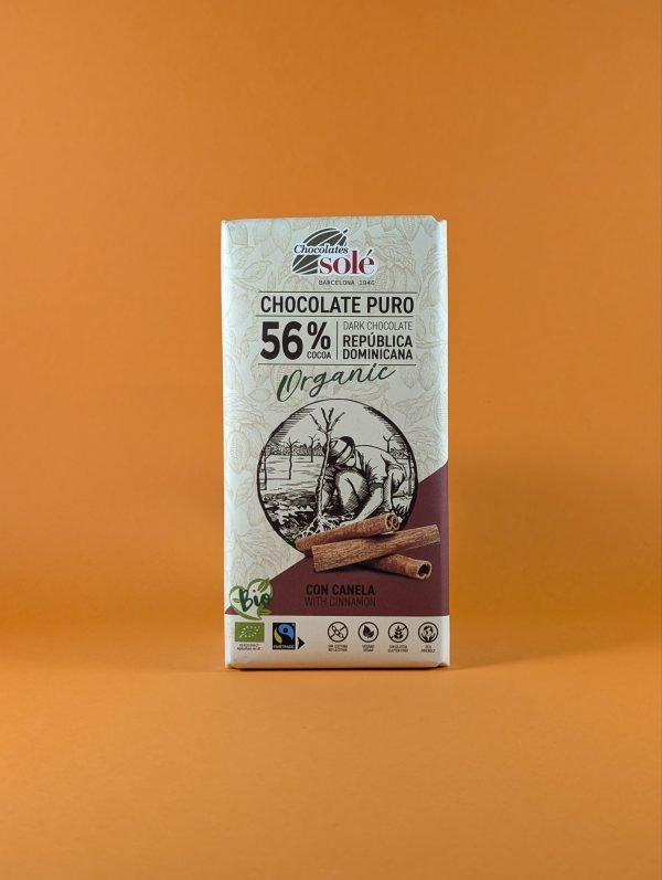 Chocolate puro 56% orgánico con canela Solé